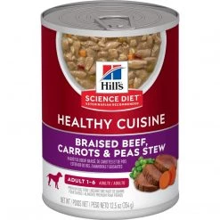Hill's Science Diet Adult 1-6 Healthy Cuisine Braised Beef Carrots & Peas Stew Canned Dog Food, 10451, 12.5 OZ Can