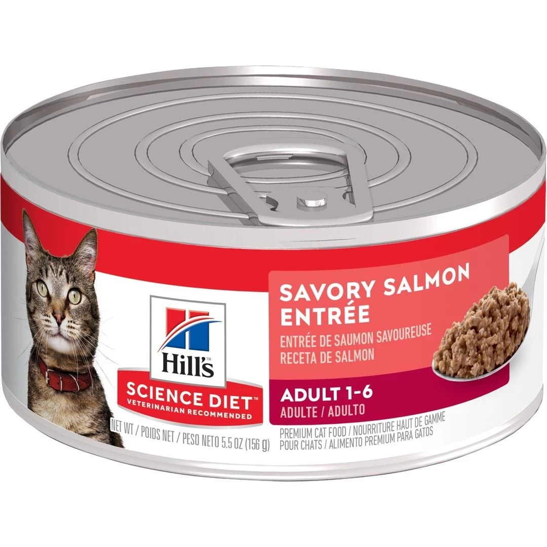 Hill's Science Diet Adult 1-6 Savory Salmon Entre Canned Cat Food, 4536, 5.5 OZ Can 1 Hill's Science Diet Adult 1-6 Savory Salmon Entre Canned Cat Food, 4536, 5.5 OZ Can