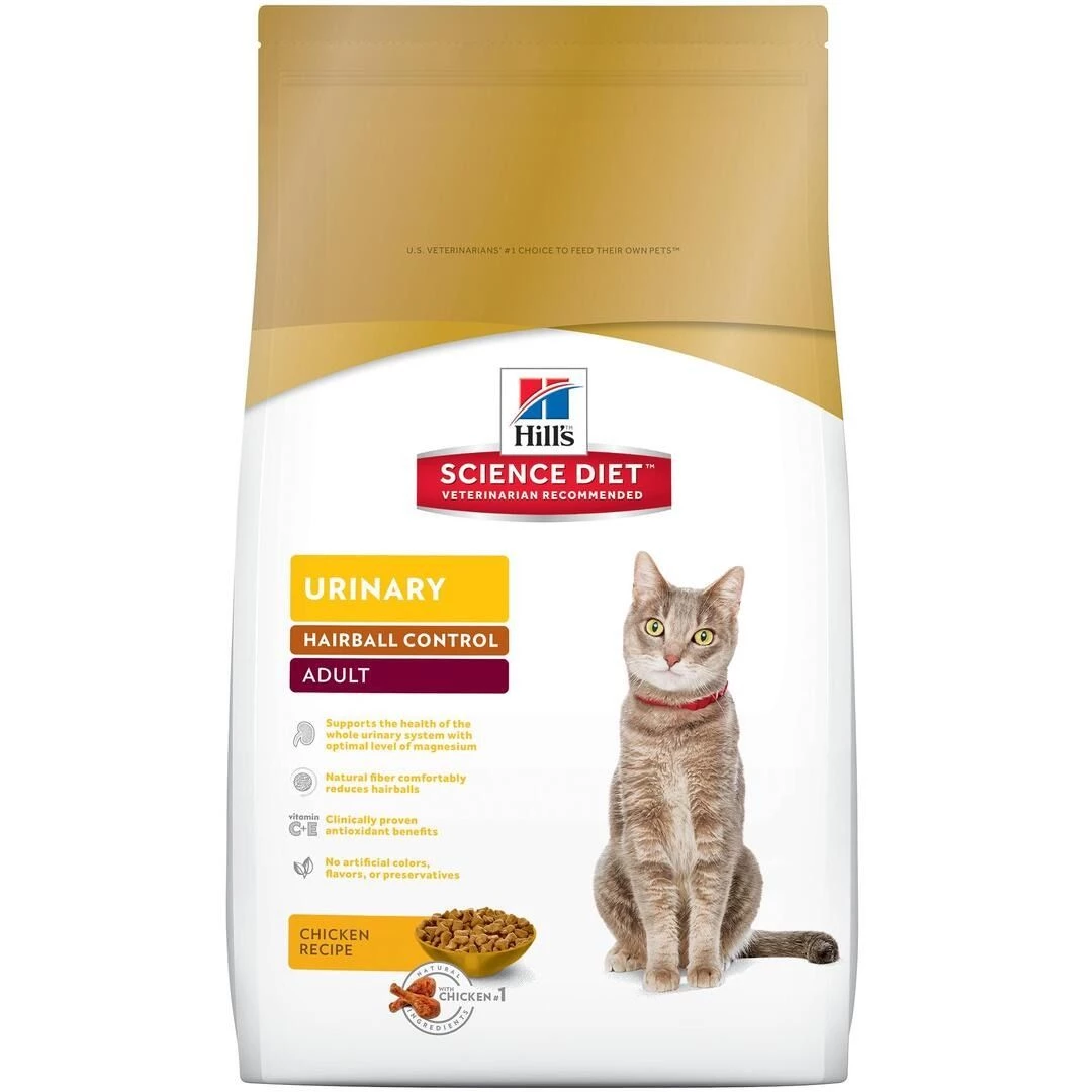 Hill's Science Diet Adult Urinary & Hairball Control Chicken Recipe Dry Cat Food, 10135, 3.5 LB Bag 1 Hill's Science Diet Adult Urinary & Hairball Control Chicken Recipe Dry Cat Food, 10135, 3.5 LB Bag