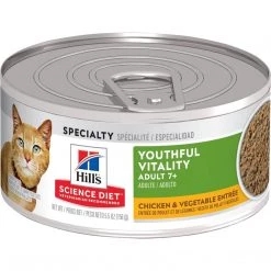 Hill's Science Diet Adult 7+ Youthful Vitality Chicken & Vegetable Entre Canned Cat Food, 10766, 5.5 OZ Can