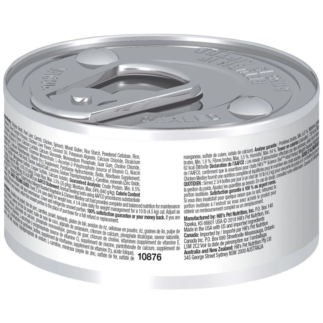Hill's Science Diet Adult Perfect Weight Roasted Vegetable & Chicken Medley Canned Cat Food, 10876, 2.9 OZ Can 2 Hill's Science Diet Adult Perfect Weight Roasted Vegetable & Chicken Medley Canned Cat Food, 10876, 2.9 OZ Can - Image 2