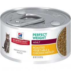 Hill's Science Diet Adult Perfect Weight Roasted Vegetable & Chicken Medley Canned Cat Food, 10876, 2.9 OZ Can