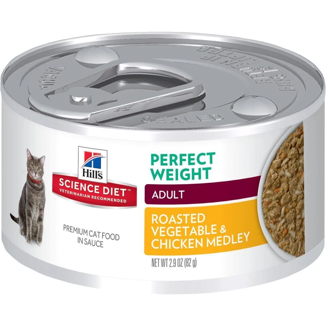 Hill's Science Diet Adult Perfect Weight Roasted Vegetable & Chicken Medley Canned Cat Food, 10876, 2.9 OZ Can 1 Hill's Science Diet Adult Perfect Weight Roasted Vegetable & Chicken Medley Canned Cat Food, 10876, 2.9 OZ Can