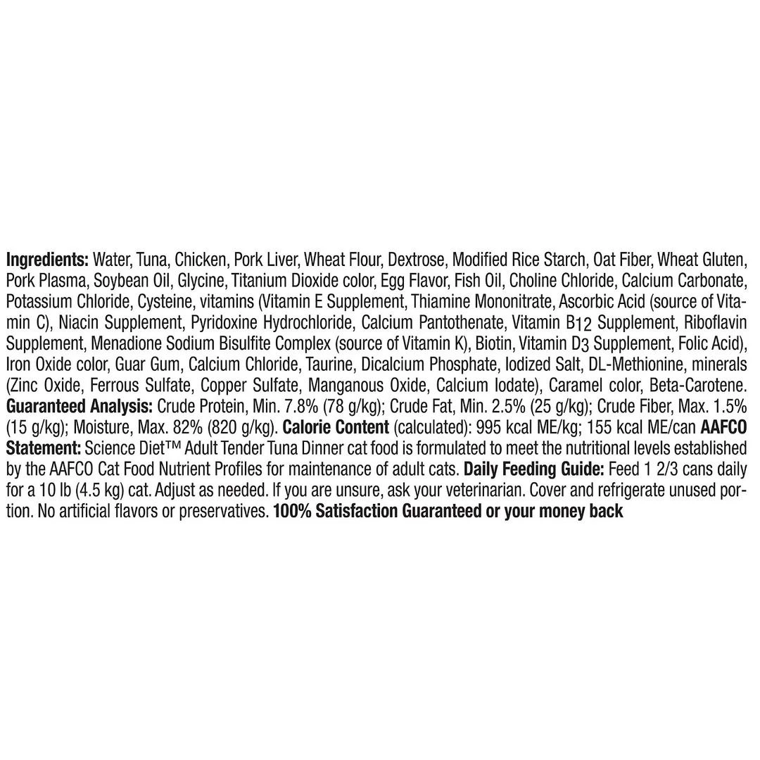 Hill's Science Diet Adult 1-6 Tender Tuna Dinner Chunks & Gravy Canned Cat Food, 1772, 5.5 OZ Can 2 Hill's Science Diet Adult 1-6 Tender Tuna Dinner Chunks & Gravy Canned Cat Food, 1772, 5.5 OZ Can - Image 2