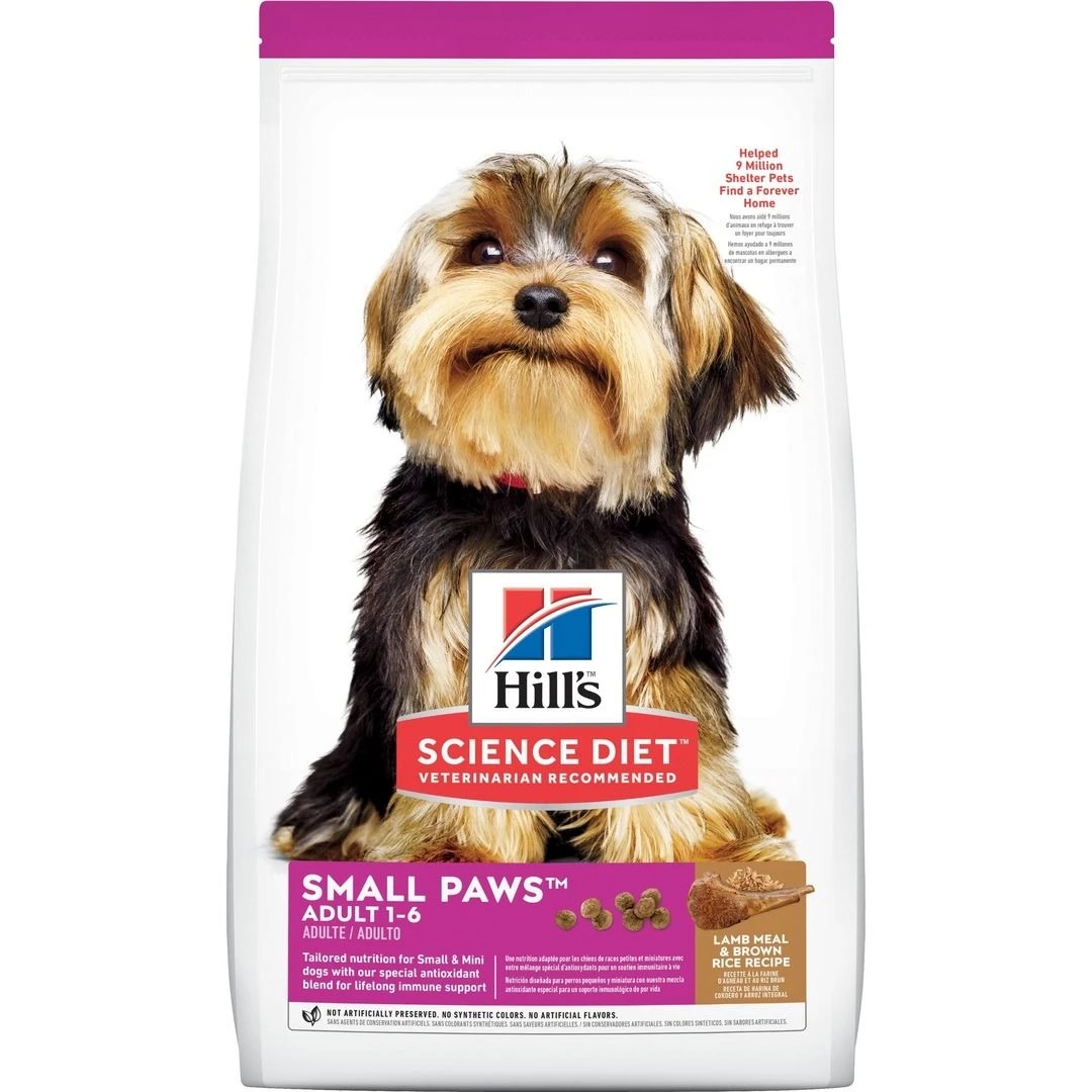 Hill's Science Diet Adult 1-6 Small Paws Lamb Meal & Rice Recipe Dry Dog Food, 2896, 4.5 LB Bag 1 Hill's Science Diet Adult 1-6 Small Paws Lamb Meal & Rice Recipe Dry Dog Food, 2896, 4.5 LB Bag