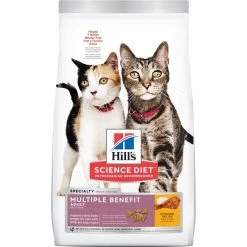 Hill's Science Diet Adult Multiple Benefit For Multi-Cat Households Chicken Dry Cat Food, 3087, 7 LB Bag