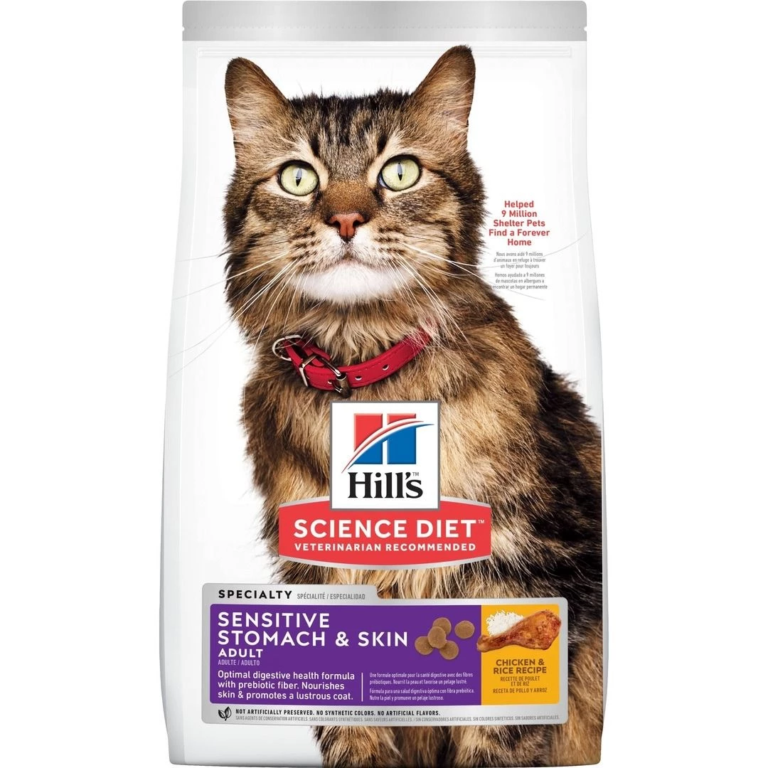 Hill's Science Diet Adult Sensitive Stomach & Skin Rice & Egg Recipe Dry Cat Food, 8523, 3.5 LB Bag 1 Hill's Science Diet Adult Sensitive Stomach & Skin Rice & Egg Recipe Dry Cat Food, 8523, 3.5 LB Bag