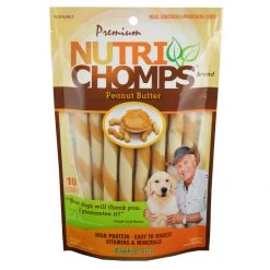 Nutri Chomps Mini Twist White with Peanut Butter Shell Dog Chews, NT063V