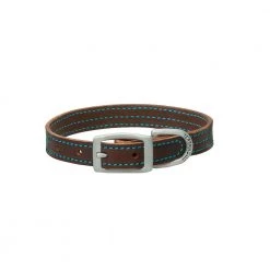 Terrain D.O.G. Bridle Leather Dog Collar, 06-2031-T1-17, Brown / Hurricane Blue, 3/4 IN x 17 IN