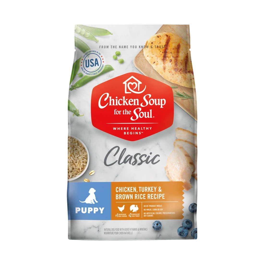 Chicken Soup For The Soul Dry Puppy Food Chicken, Turkey & Brown Rice Recipe, 9012346, 4.5 LB Bag 1 Chicken Soup For The Soul Dry Puppy Food Chicken, Turkey & Brown Rice Recipe, 9012346, 4.5 LB Bag