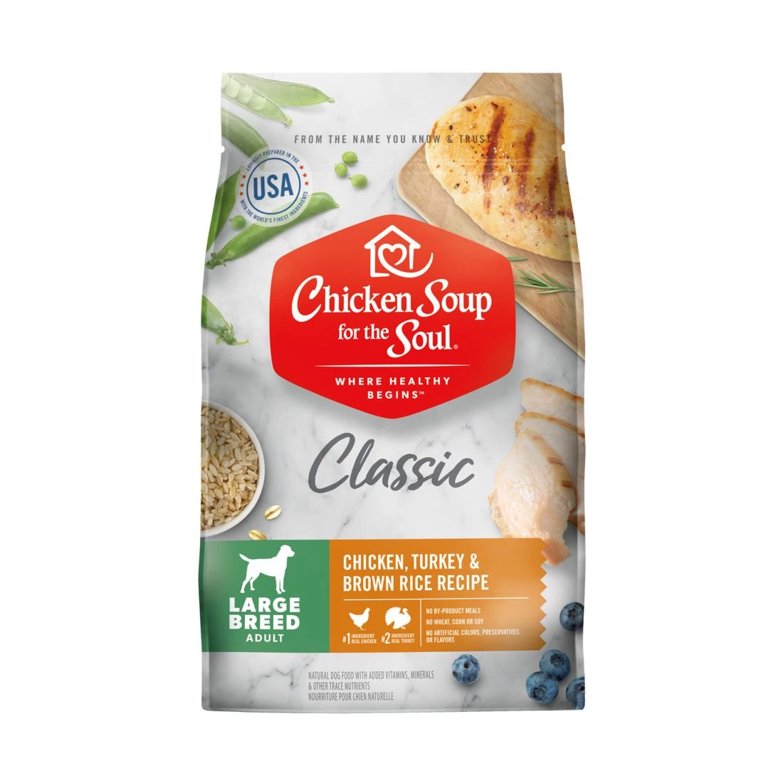 Chicken Soup For The Soul Large Breed Adult Dry Dog Food Chicken, Turkey and Brown Rice Recipe, 9012469, 28 LB Bag 1 Chicken Soup For The Soul Large Breed Adult Dry Dog Food Chicken, Turkey and Brown Rice Recipe, 9012469, 28 LB Bag
