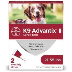 K9 Advantix II Flea, Tick, Mosquito Prevention for Large Dogs 21-55 LB, 2-Doses, 9060716