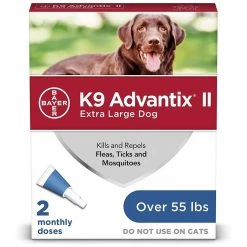 K9 Advantix II Flea, Tick and Mosquito Prevention for X-Large Dogs Over 55 lbs, 2-Doses, 9060983