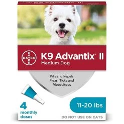 K9 Advantix II Flea, Tick, Mosquito Prevention for Medium Dogs 11-20 LB, 4-Doses, 9203724