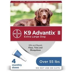 K9 Advantix II Flea, Tick and Mosquito Prevention for X-Large Dogs Over 55 lbs, 4-Doses, 9204103
