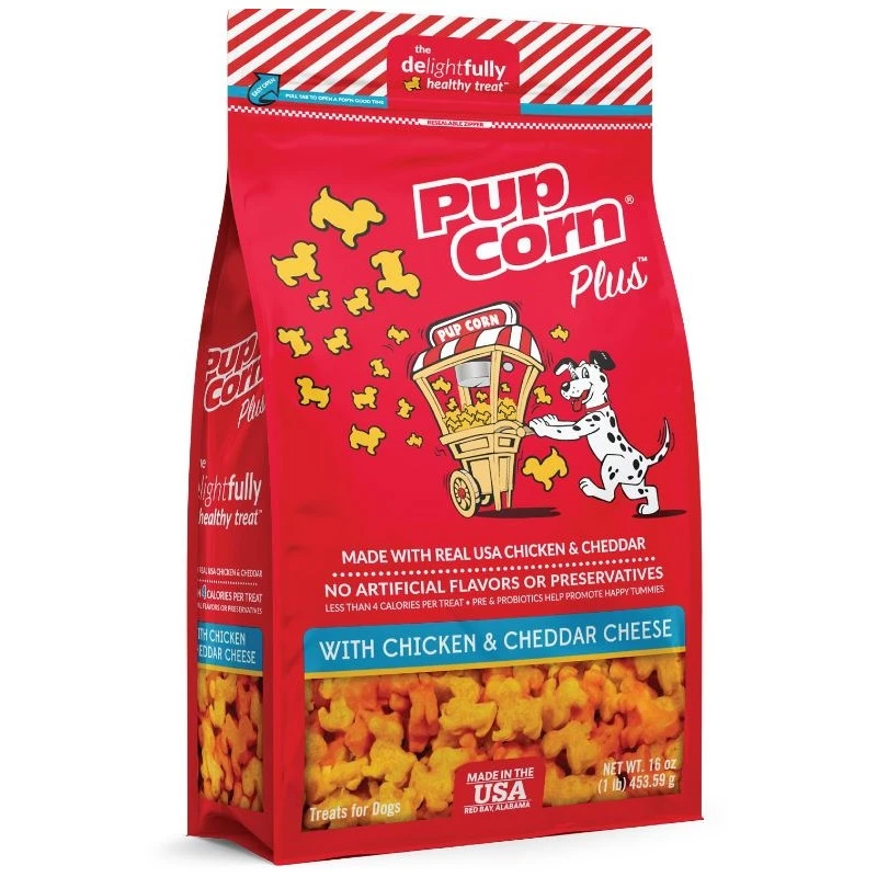 Pupcorn Plus Chicken And Cheddar Cheese Flavored Dog Treats, 20881, 1 LB 1 Pupcorn Plus Chicken And Cheddar Cheese Flavored Dog Treats, 20881, 1 LB