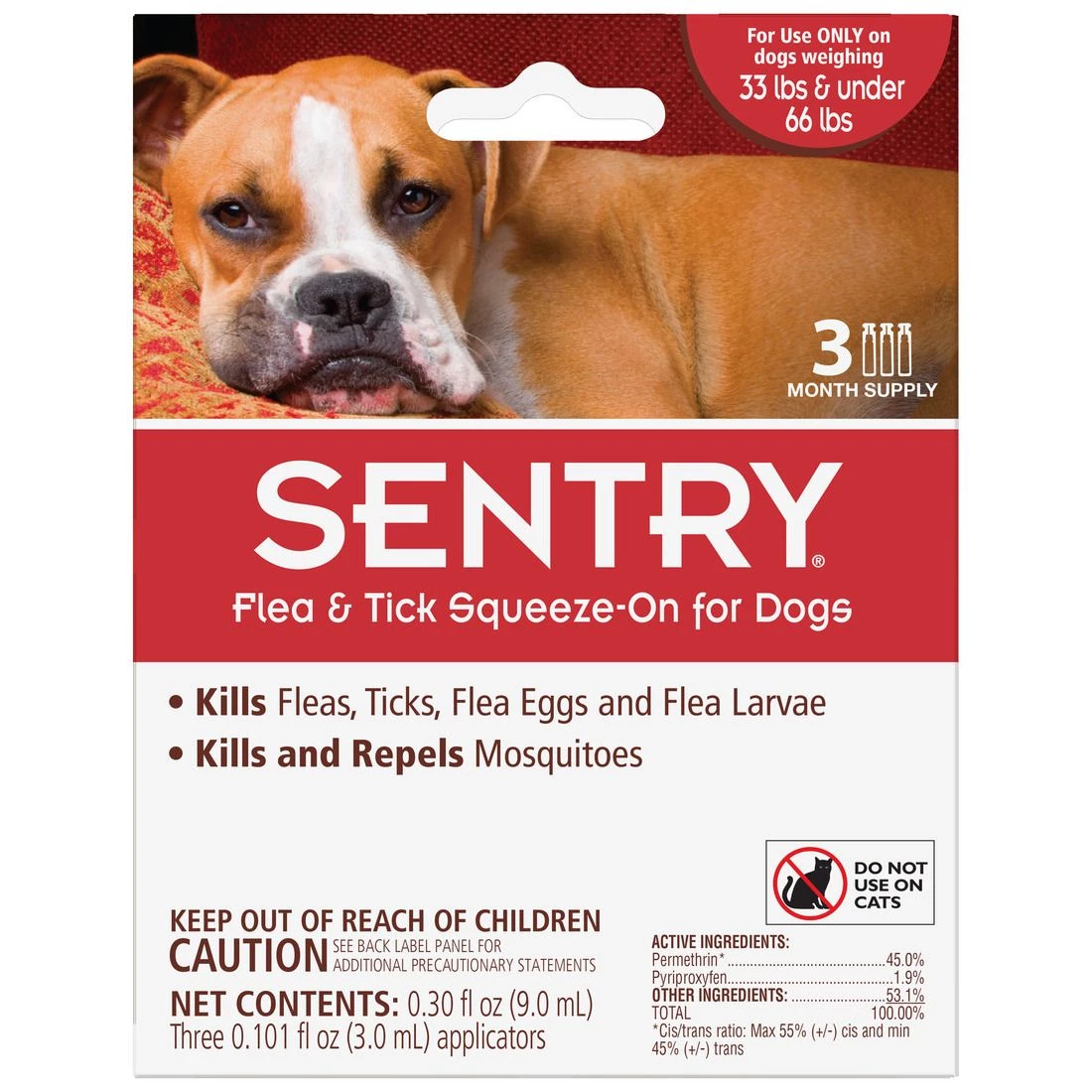 Sentry Flea & Tick Squeeze-On for Dogs 33 - 66 LB, 02364 1 Sentry Flea & Tick Squeeze-On for Dogs 33 - 66 LB, 02364