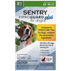 Sentry FiproGuard Plus Dog Flea & Tick Squeeze-On for 23 - 44 LB Dogs, 03425