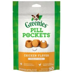 Greenies Pill Pockets Chicken Flavor Dog Treats, 10085266, 3.2 OZ Bag