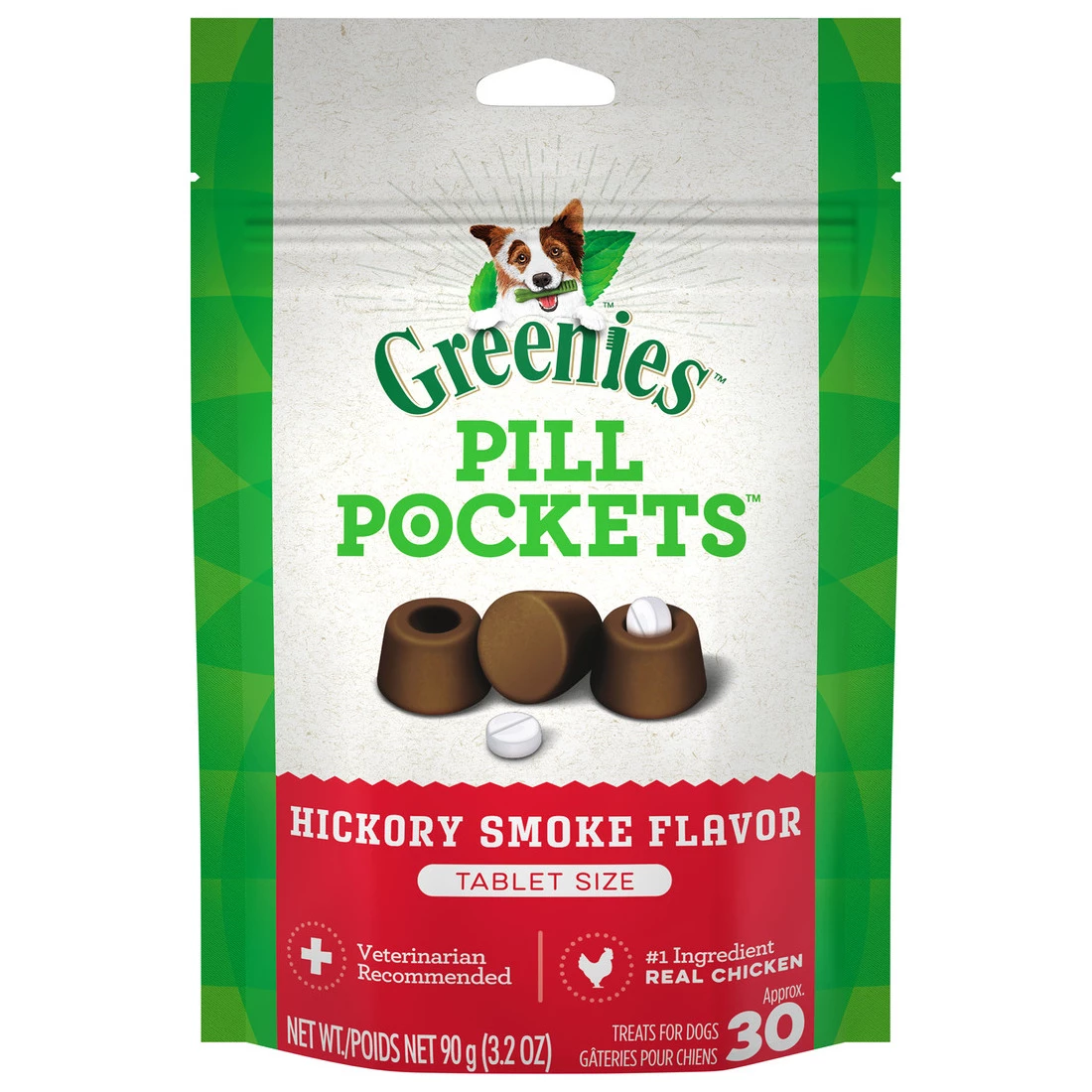 Greenies Pill Pockets Hickory Smoke Flavor Dog Treats, 10100649, 3.2 OZ Bag 1 Greenies Pill Pockets Hickory Smoke Flavor Dog Treats, 10100649, 3.2 OZ Bag