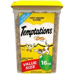 Temptations Classic Crunchy and Soft Cat Treats Tasty Chicken Flavor, 10112726, 16 OZ Tub