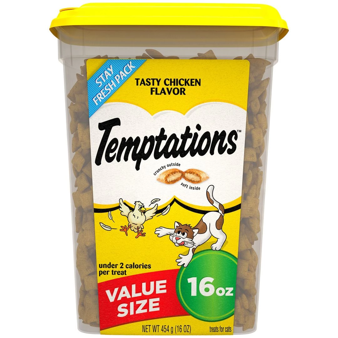 Temptations Classic Crunchy and Soft Cat Treats Tasty Chicken Flavor, 10112726, 16 OZ Tub 1 Temptations Classic Crunchy and Soft Cat Treats Tasty Chicken Flavor, 10112726, 16 OZ Tub
