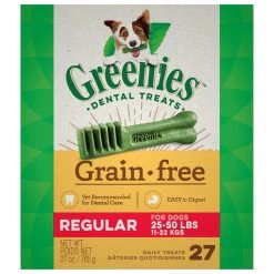 Greenies Grain Free Natural Dog Dental Care Dog Treats for Regular Dogs, 10122363, 27 OZ Bag
