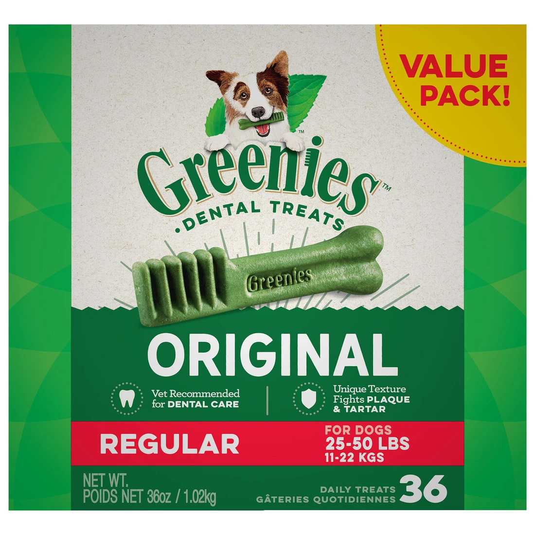Greenies Original Natural Dog Dental Care Dog Treats for Regular Dogs, 10123660, 36 OZ Bag 1 Greenies Original Natural Dog Dental Care Dog Treats for Regular Dogs, 10123660, 36 OZ Bag
