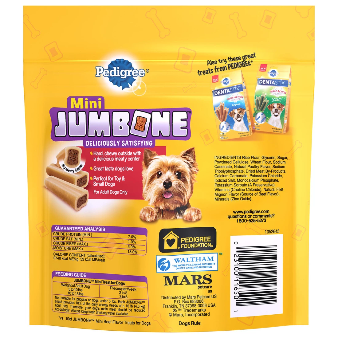 Pedigree Mini Jumbone with real Beef Flavor, 10146690, 7.2 OZ Bag 2 Pedigree Mini Jumbone with real Beef Flavor, 10146690, 7.2 OZ Bag - Image 2