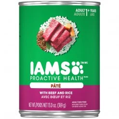 IAMS Adult Soft Wet Dog Pat Food With Beef and Rice, 10150561, 13 OZ Can