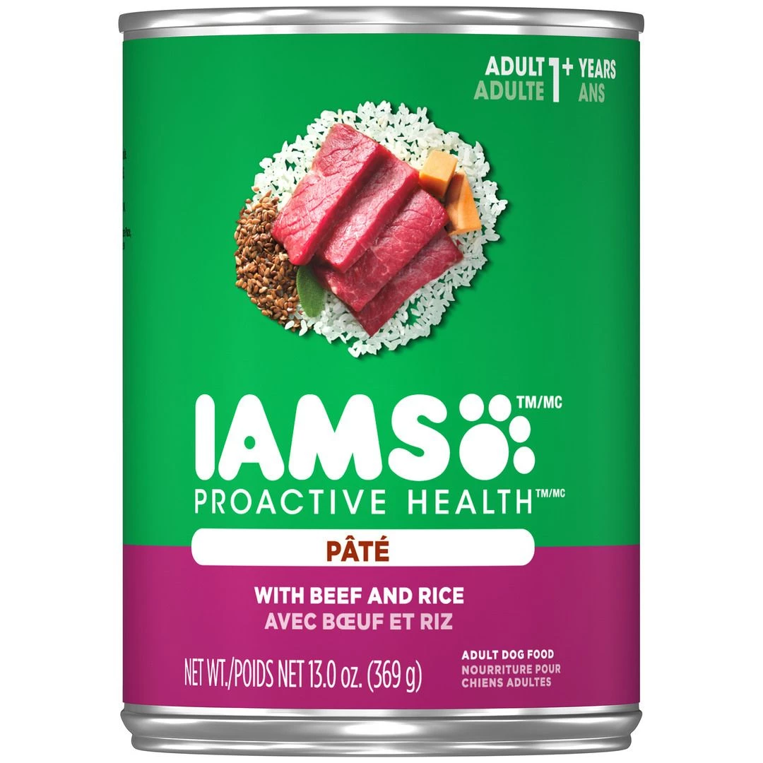 IAMS Adult Soft Wet Dog Pat Food With Beef and Rice, 10150561, 13 OZ Can 1 IAMS Adult Soft Wet Dog Pat Food With Beef and Rice, 10150561, 13 OZ Can