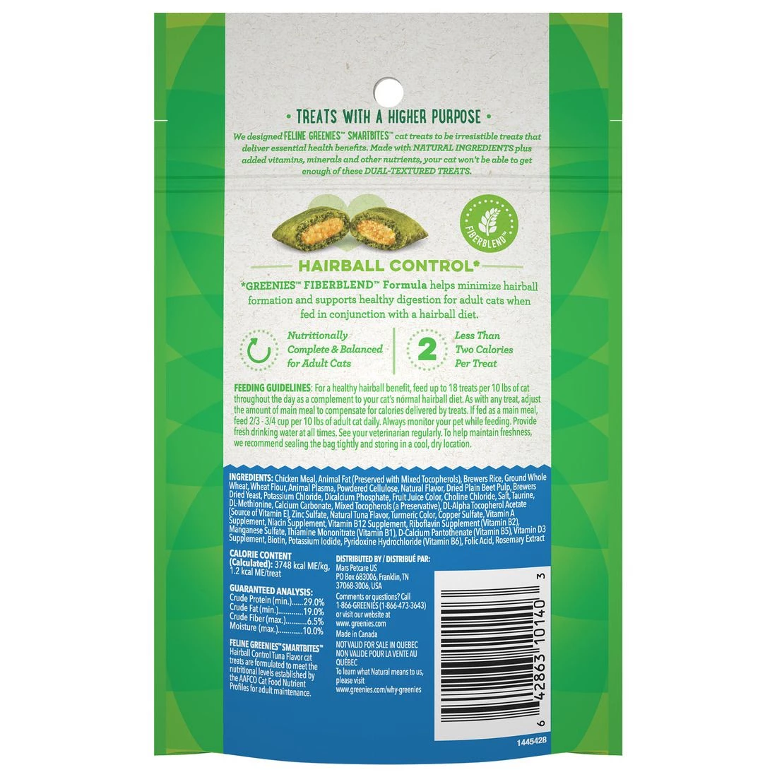 Greenies Hairball Control Crunchy and Soft Natural Cat Treats, Tuna Flavor, 10153215, 2.1 OZ Bag 2 Greenies Hairball Control Crunchy and Soft Natural Cat Treats, Tuna Flavor, 10153215, 2.1 OZ Bag - Image 2