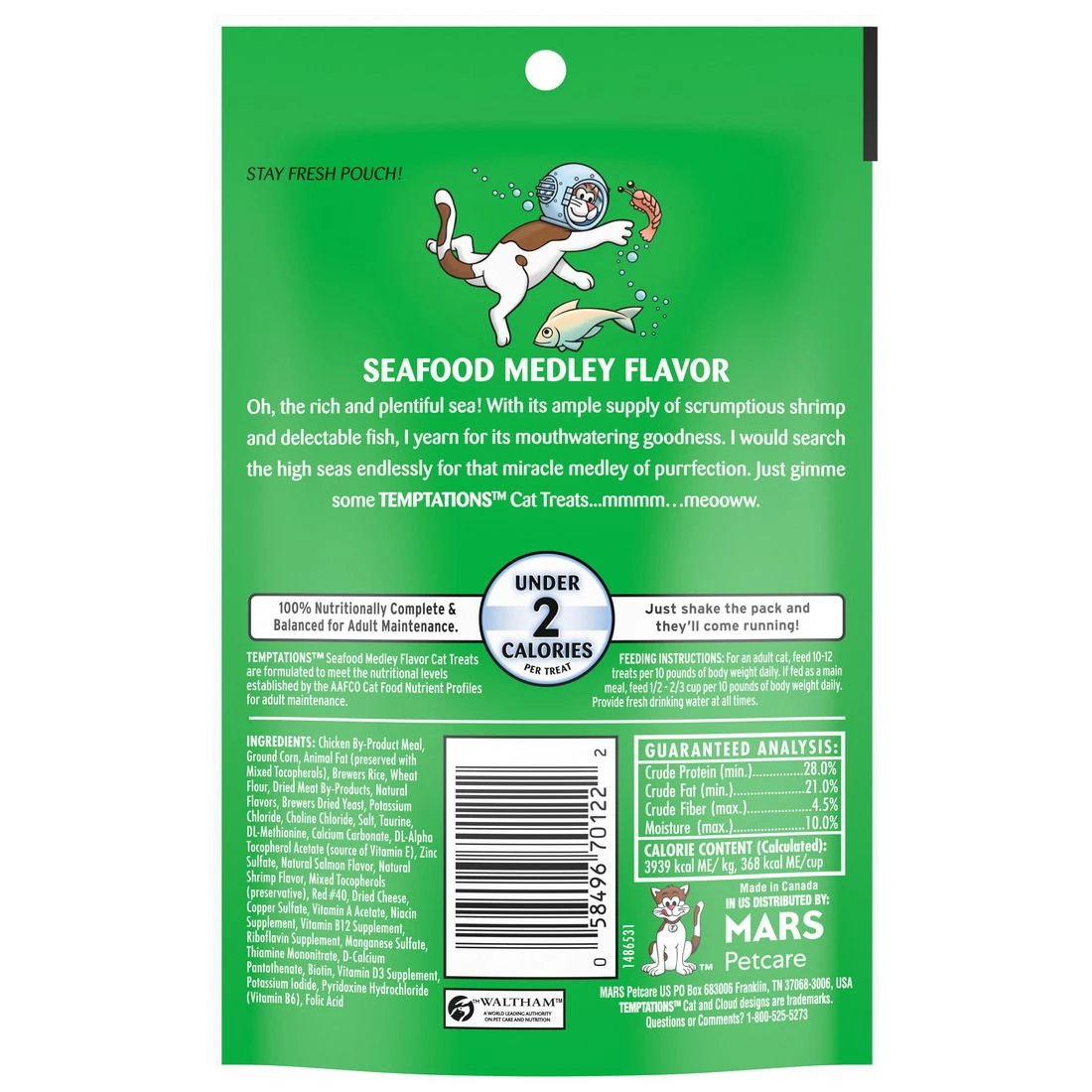 Temptations Classic Crunchy and Soft Cat Treats Seafood Medley Flavor, 10162845, 3 OZ Bag 2 Temptations Classic Crunchy and Soft Cat Treats Seafood Medley Flavor, 10162845, 3 OZ Bag - Image 2