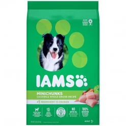 IAMS Adult Minichunks Small Kibble High Protein Dry Dog Food with Real Chicken, 10171566, 15 LB Bag