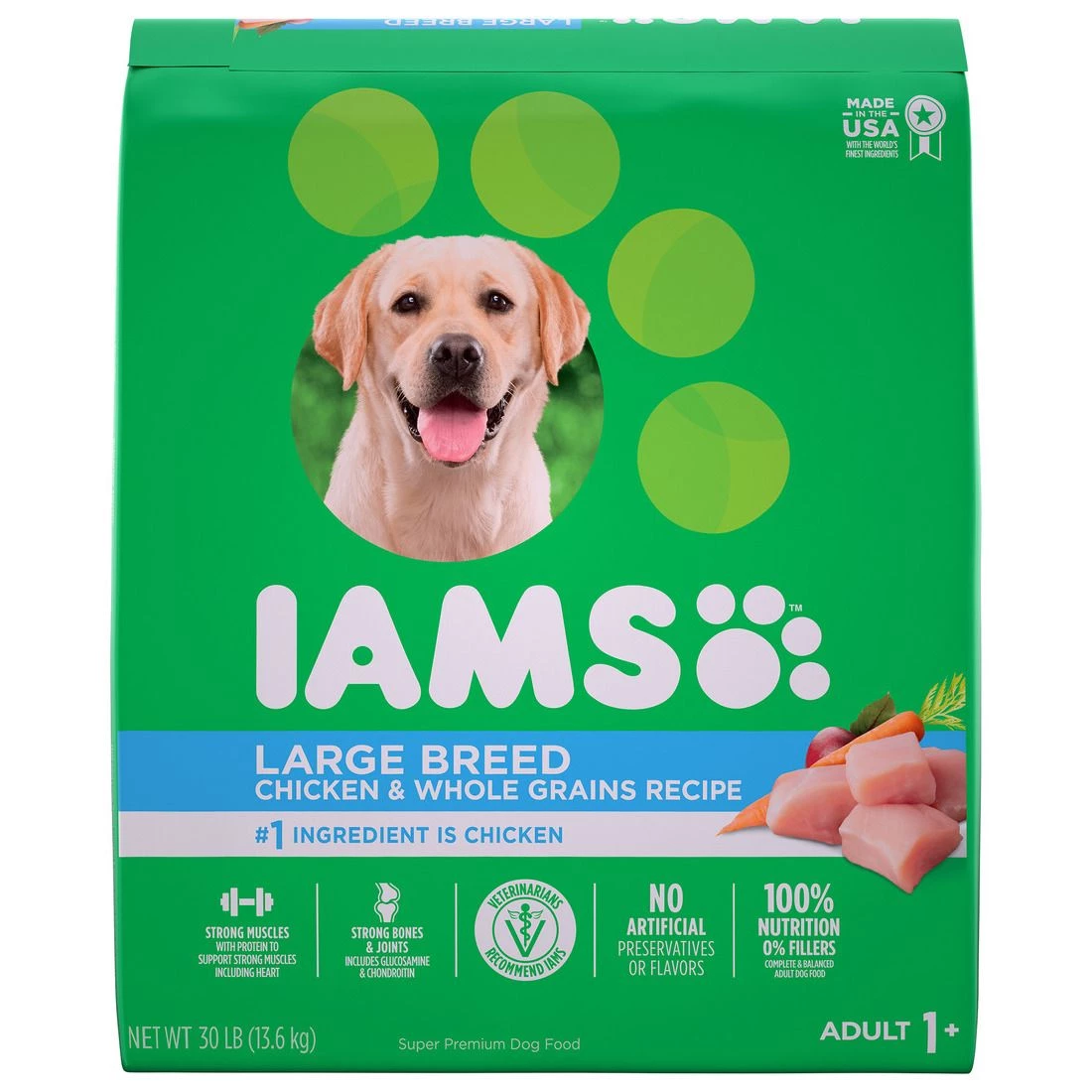 IAMS Adult High Protein Large Breed Dry Dog Food with Real Chicken, 10171587, 30 LB Bag 1 IAMS Adult High Protein Large Breed Dry Dog Food with Real Chicken, 10171587, 30 LB Bag