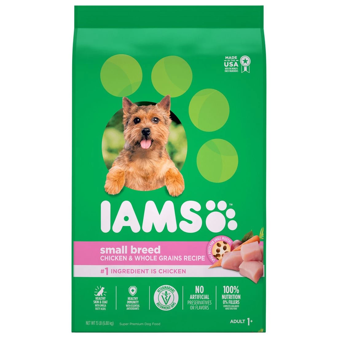 IAMS Adult Dry Dog Food with Real Chicken for Small Dogs, 10171715, 15 LB Bag 1 IAMS Adult Dry Dog Food with Real Chicken for Small Dogs, 10171715, 15 LB Bag