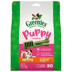 Greenies Natural Dog Dental Care Dog Treats for Puppies 6+ Months and Petite Dogs, 10171900, 12 OZ Bag