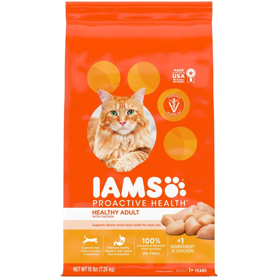 IAMS Adult Healthy Dry Cat Food with Chicken Cat Kibble, 10176595, 16 LB Bag 1 IAMS Adult Healthy Dry Cat Food with Chicken Cat Kibble, 10176595, 16 LB Bag