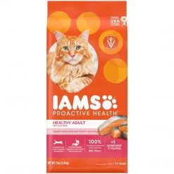 IAMS Adult Healthy Dry Cat Food with Salmon Cat Kibble, 10178700, 7 LB Bag