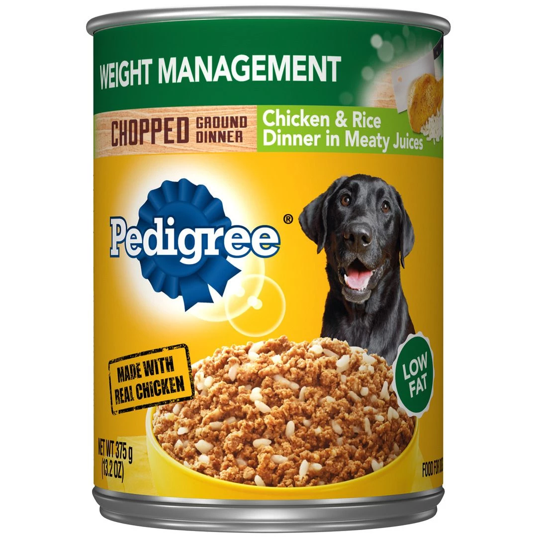 Pedigree Chopped Ground Dinner Weight Management Adult Canned Soft Wet Dog Food Chicken & Rice, 10197381, 13.2 OZ Can 1 Pedigree Chopped Ground Dinner Weight Management Adult Canned Soft Wet Dog Food Chicken & Rice, 10197381, 13.2 OZ Can