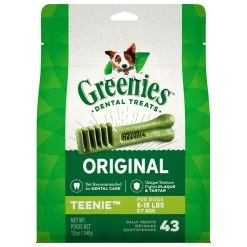 Greenies Original Natural Dental Care Dog Treats for Teenie Dogs, 10197559, 12 OZ Bag