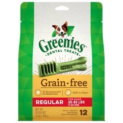 Greenies Grain Free Natural Dental Care Dog Treats for Regular Dogs, 10197579, 12 OZ Bag