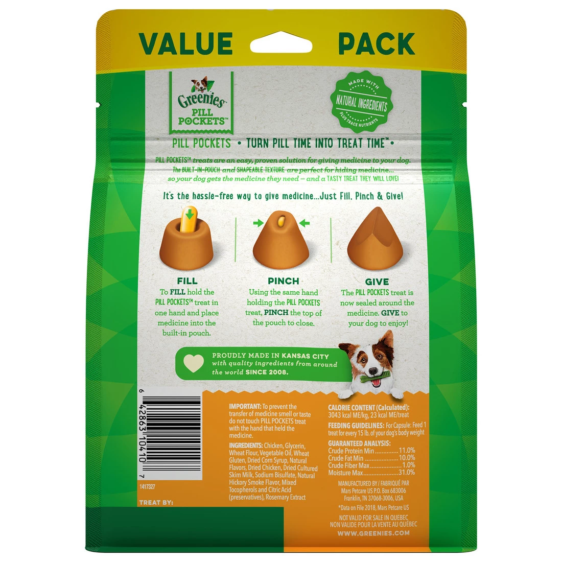 Greenies Pill Pockets Chicken Flavor Dog Treats, 10217090, 15.8 OZ Bag 2 Greenies Pill Pockets Chicken Flavor Dog Treats, 10217090, 15.8 OZ Bag - Image 2
