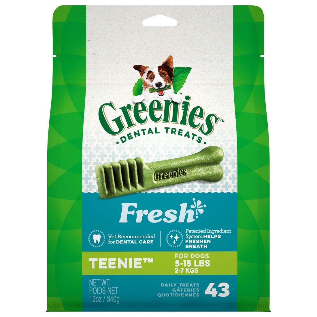 Greenies Natural Dog Dental Care Dog Treats Fresh Flavor for Teenie Dogs, 10217280, 12 OZ Bag 1 Greenies Natural Dog Dental Care Dog Treats Fresh Flavor for Teenie Dogs, 10217280, 12 OZ Bag