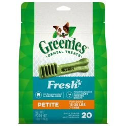 Greenies Natural Dental Care Dog Treats Fresh Flavor for Petite Dogs, 10217281, 12 OZ Bag