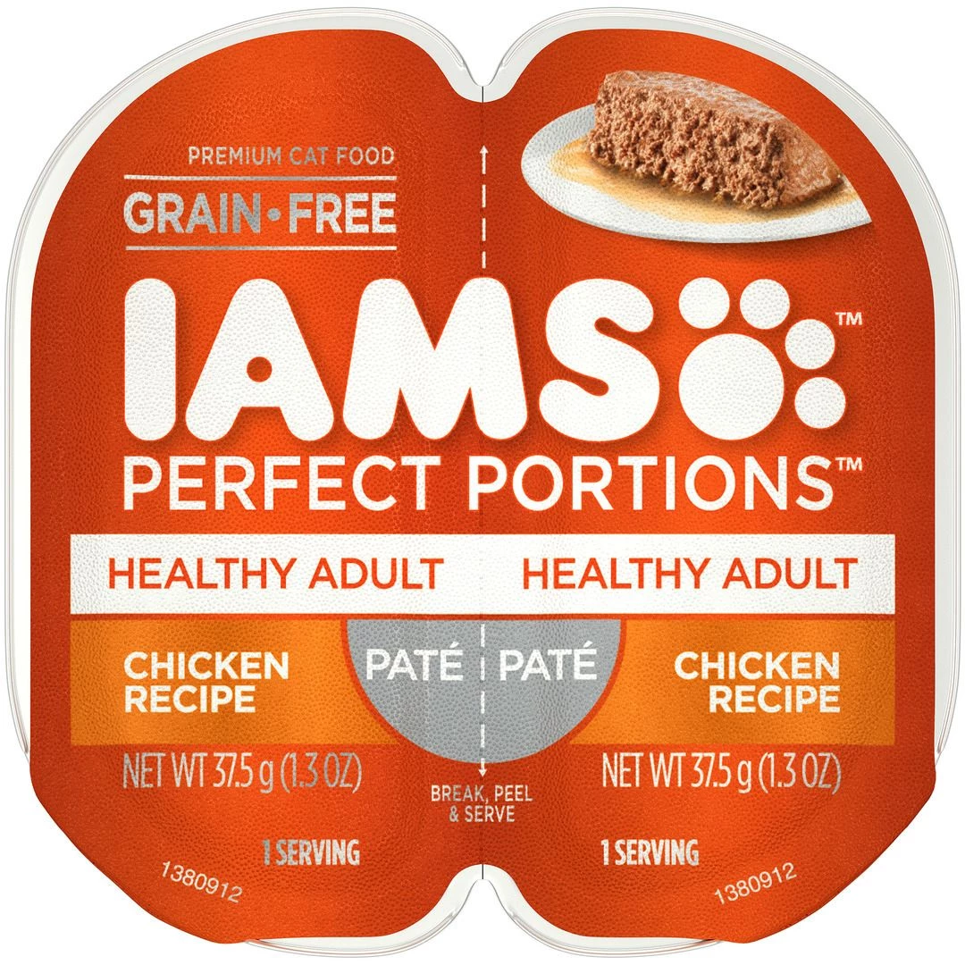 IAMS Healthy Adult Grain Free Wet Cat Food Paté Chicken Recipe, 10218568, 1.3 OZ Pouch 1 IAMS Healthy Adult Grain Free Wet Cat Food Paté Chicken Recipe, 10218568, 1.3 OZ Pouch