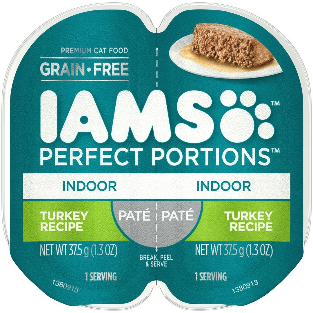 IAMS Indoor Adult Grain Free Wet Cat Food Paté, Turkey Recipe, 10218570, 1.3 OZ Pouch 1 IAMS Indoor Adult Grain Free Wet Cat Food Paté, Turkey Recipe, 10218570, 1.3 OZ Pouch