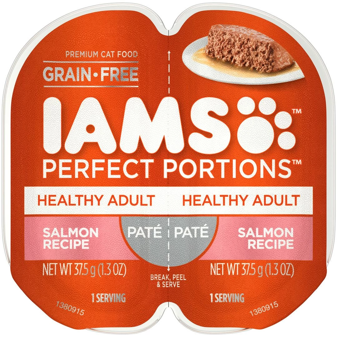 IAMS Healthy Adult Grain Free Wet Cat Food Paté Salmon Recipe, 10218584, 1.3 OZ Pouch 1 IAMS Healthy Adult Grain Free Wet Cat Food Paté Salmon Recipe, 10218584, 1.3 OZ Pouch