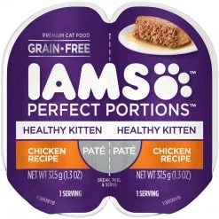 IAMS Healthy Kitten Grain Free Wet Cat Food Paté Chicken Recipe, 10218586, 1.3 OZ Pouch