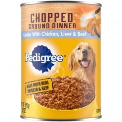 Pedigree Adult Canned Wet Dog Food Chopped Ground Dinner Combo with Chicken, Beef & Liver Flavor, K1107800, 22 OZ Can